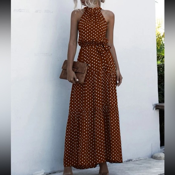 Boho gypsy dot halter maxi dress - Picture 6 of 10